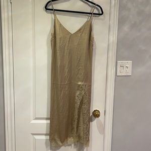 Aritzia lingerie-style slip dress in Olive Beige